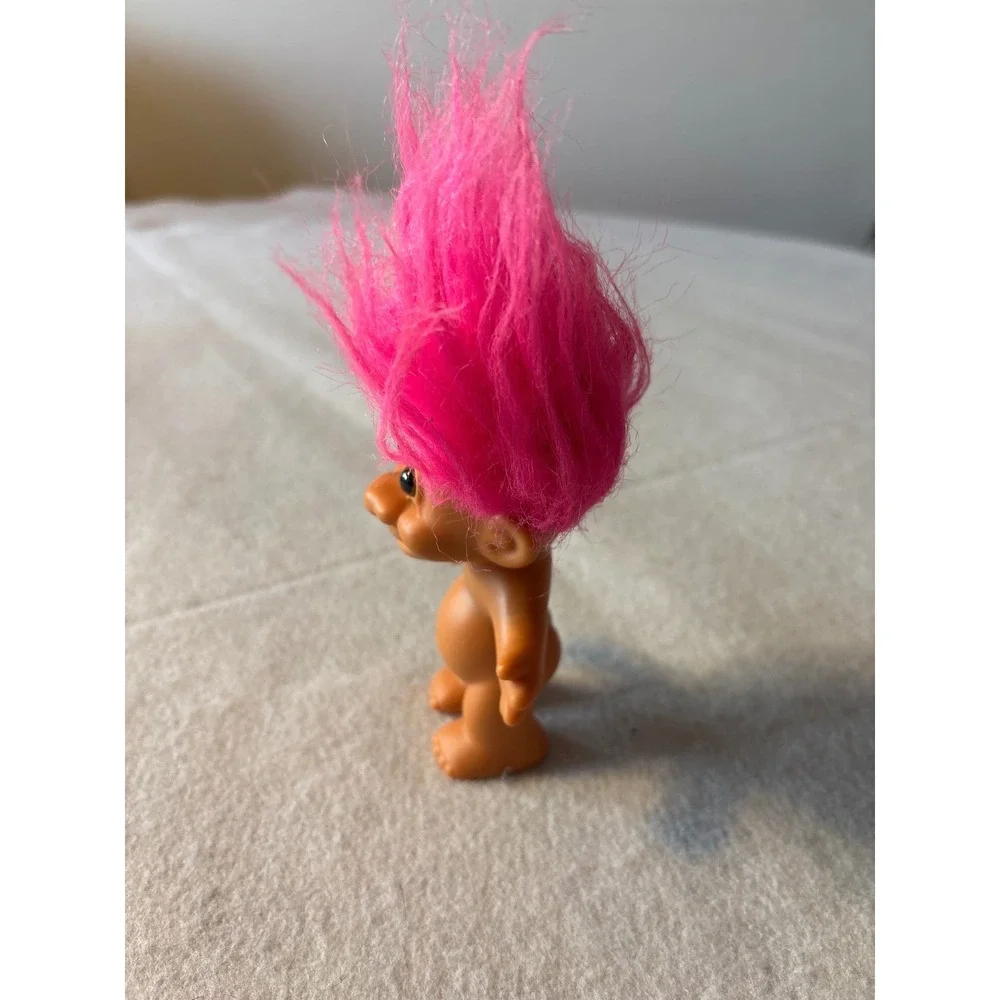 Russ Troll Doll Bright Pink Fuzzy Hair Collectible Vintage Toy